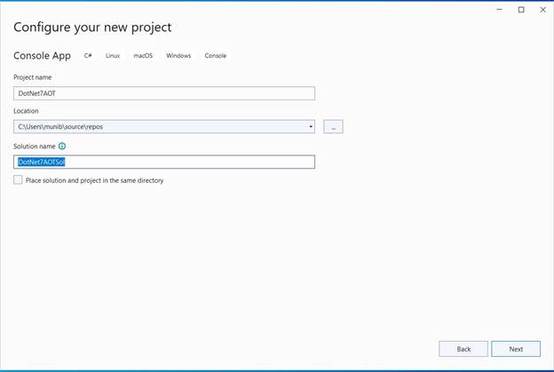 Ahead Of Time (AOT) compilation to native code in .NET 7